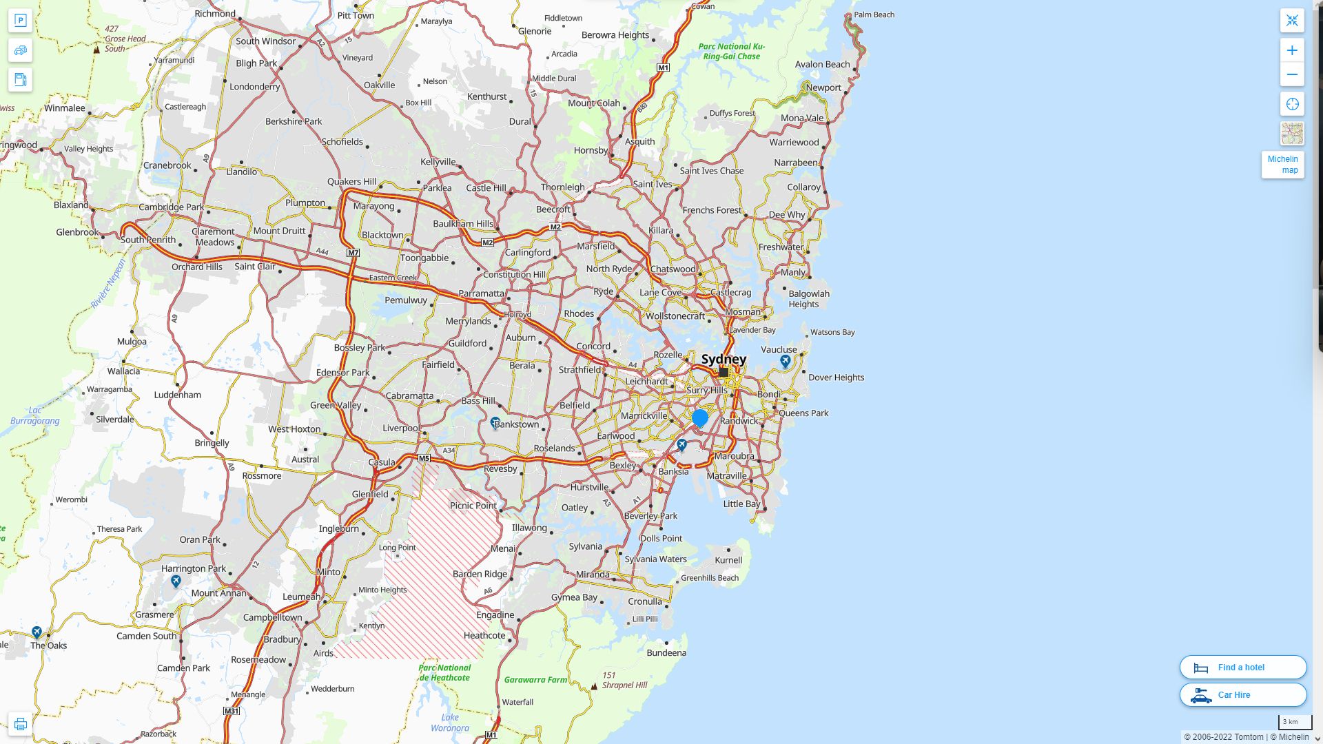 Sydney Highway and Road Map